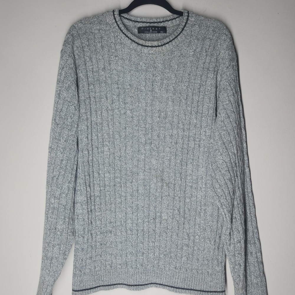 Vintage Protege Sweater Mens XL 3D Knit Textured Geometric USA Gray Solid